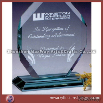 Hexagonal Acrylic/Lucite Trophy/Letterweight/Gift with Base and Logo